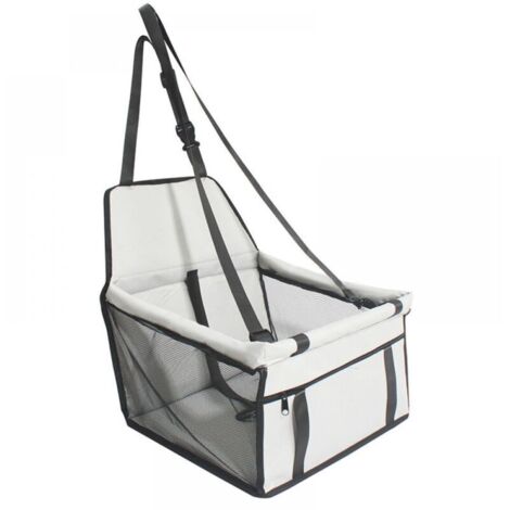 Sac de transport pour chien en tissu Oxford, siège auto respirant et lavable, sac de transport pliable pour animaux de compagnie, convient aux petits animaux, taille stable une fois déplié (gris).