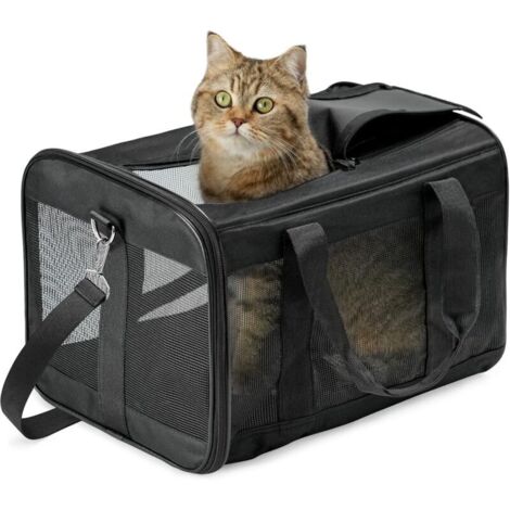 Sac de transport pour chien et chat – Souple et pliable – Dimensions 42x28x28 cm – Charge max 17 lbs – Tapis en laine pour voyage