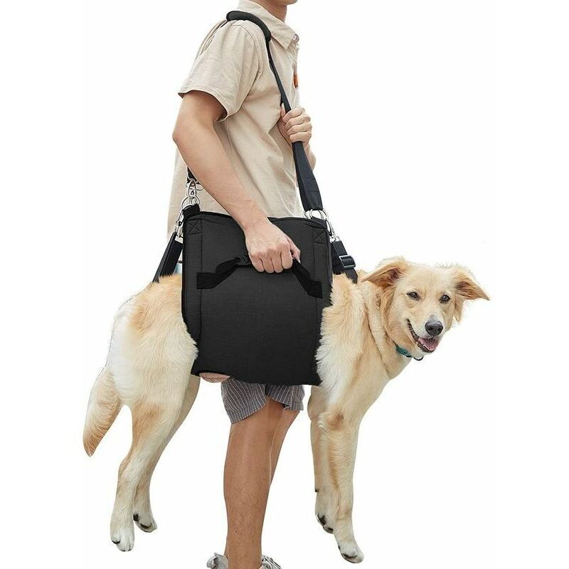 Sac de transport pour chien, sac à dos d'urgence, support pour les pattes et rééducation canine (XL, noir), harnais de levage pour la coupe des