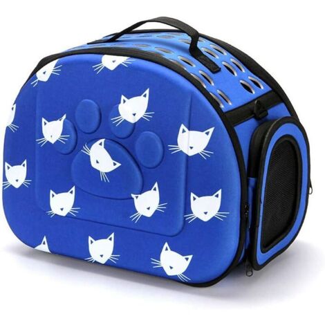 Sac de transport pour chien Sac Transport Chat Chien en EVA Souple Léger Caisse Respirant Cage Pliable à parois Souples pour Animaux Domestique Voyage (S, Bleu)