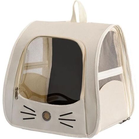 Sac de Transport Transparent pour Chat Chiot Lapin Pliable Sac à Main Bandoulière Portable pour Voyage Randonnée Extérieur Blanc