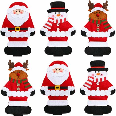 HUHUDAY Porte Couverts Noël, Deco Table de Noël, Range Couverts Noël,  Décoration de Noël pour Table, Decoration Table Noel, Noël Couvert, Porte  Couvert, élan du Père Noël Bonhomme de Neige : 