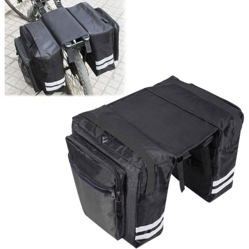 Sac de vélo double, sac de vélo arrière, porte-bagages arrière étanche, sac de vélo d'extérieur multifonctionnel de grande Capacité, adapté à