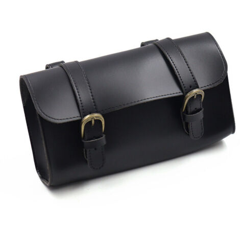 Sac de vélo rétro en cuir PU, outils de rangement de selle de guidon pliant, sac de rangement de guidon d'accessoires de vélo