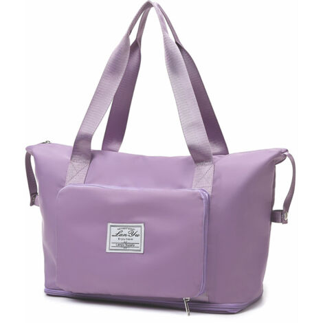 Sac de Voyage Oxford Pliable Grande Capacité, Sac de Rangement Portable Violet Clair