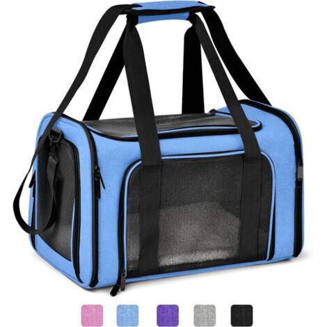 Sac de voyage pour animaux de compagnie, adapté aux petits chiens et chats, avec fermeture éclair, léger et respirant (bleu).