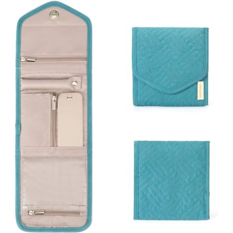 Sac de voyage pour bijoux en similivelours, organisateur compact, vert, petite taille