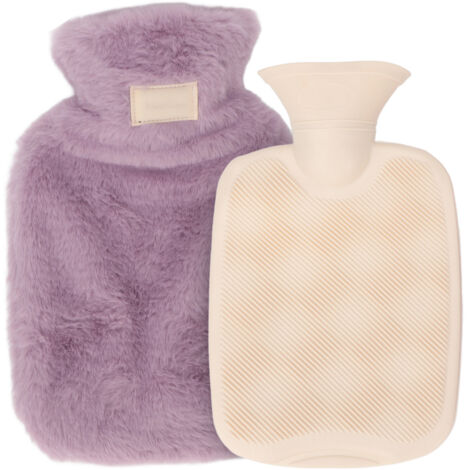 Sac d'eau chaude PVC 1000ml avec housse polaire antidéfuite - Chauffant lit hiver violet