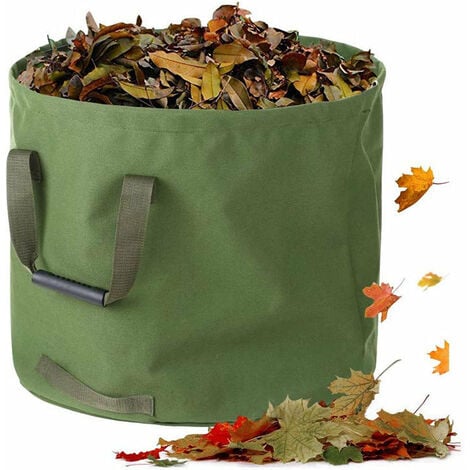 Sac dechets verts robuste 22 pouces poignée indépendante pliable réutilisable tissu de toile militaire sac de déchets de jardin vert (vert)，BISBISOUS