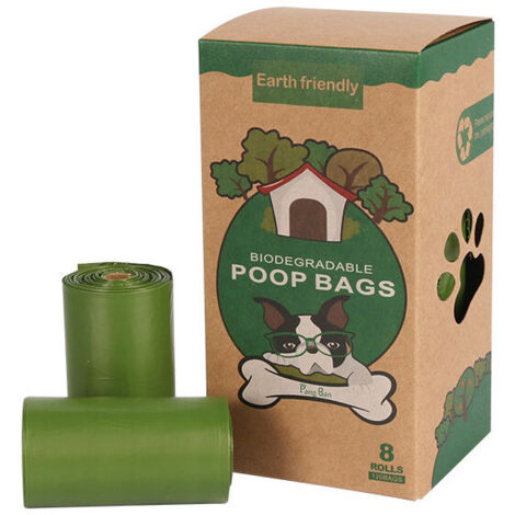 Sac Déjection Canine (Lot de 8 Rouleaux de 15 Sachets, 33x23cm), Sac Crottes Chien Biodégradable Solide, Sachets Ramasse à Excréments Large et Séparer Facilement pour Animaux Ternel