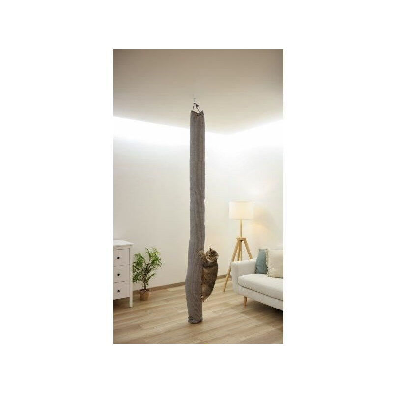 Sac d'escalade pour chats Kerbl climber - 16 x 16 x 240 cm - Fixation plafond - Gris