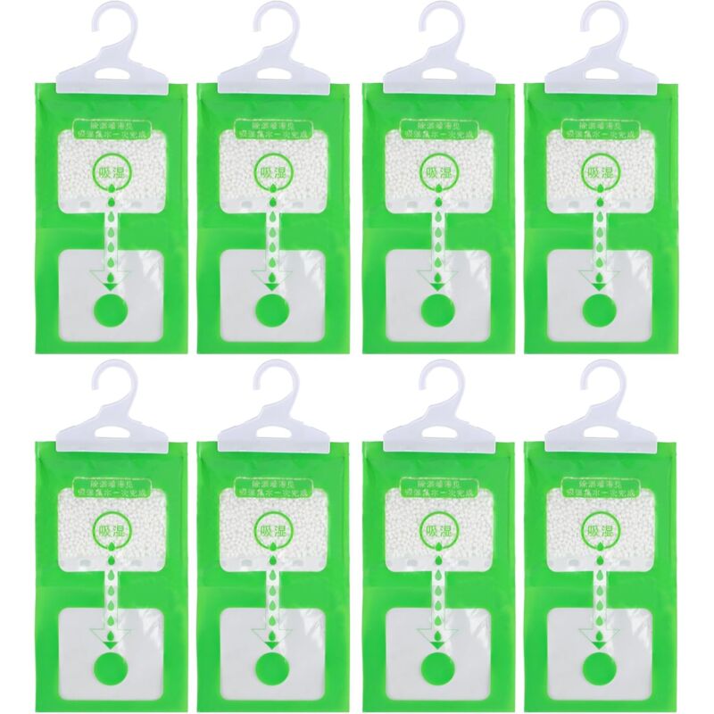 Sac déshumidificateur Armoire, Sachets de 8 x 100g, Sac déshumidification Suspendu Anti-Moisissure, Effaces Moisture Set, Sachet anti-humidité pour