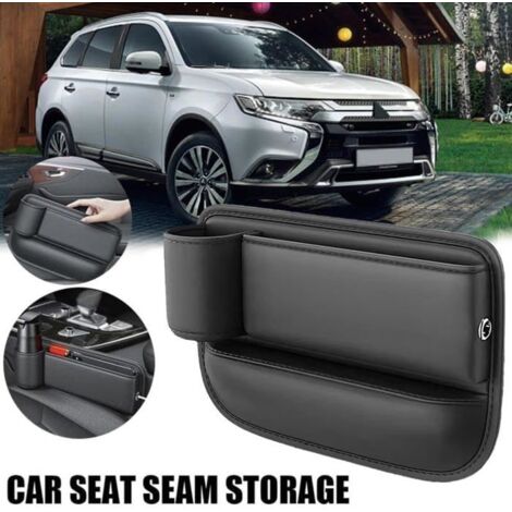 Sac d'espacement pour porte-gobelet en cuir de voiture, boîte de rangement pour espace de siège,(noir, siège passager)