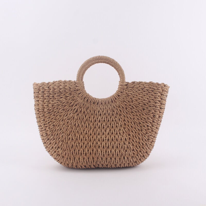 Sac d'été en rotin pour femme, sac à main en paille, sac fourre-tout en rotin pour la plage, pochette