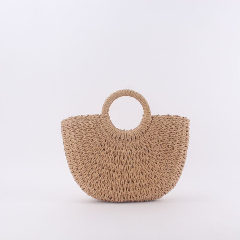 Sac d'été en rotin pour femme, sac à main en paille, sac fourre-tout en rotin pour la plage, pochette