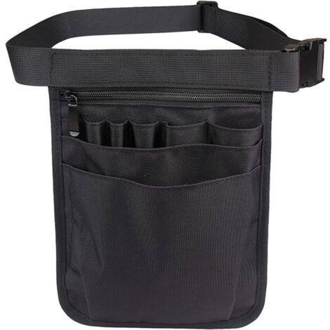 Sac d'infirmière Ceinture de Sac à Outils Multifonctionnel Pochette à Outils Porte-Outil Sac de Rangement d'accessoires d'infirmière Noir avec Ceinture Réglable pour Infirmières,Jardiniers