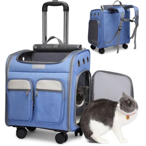 Sac Dos roulettes pour Transport Pet Poussette Pet Carrier Puppy Cat Transport Bag Sac Dos Contable