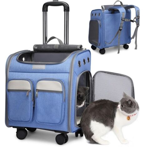 Sac Dos roulettes pour Transport Pet Poussette Pet Carrier Puppy Cat Transport Bag Sac Dos Contable
