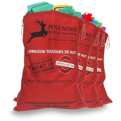 Sac du Père Noël effet toile de jute rouge 1 pièce