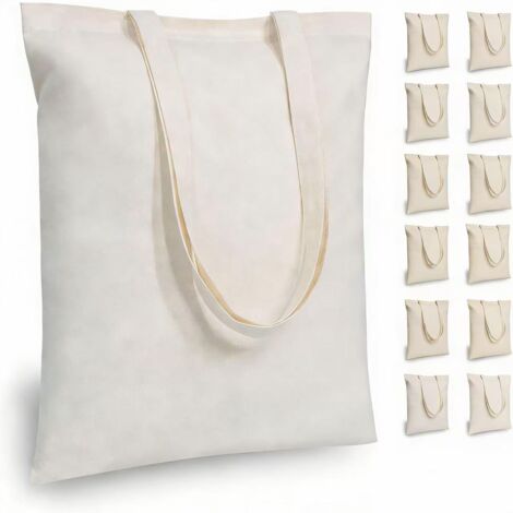 Sac En Coton Réutilisable - 16 X 13 8 Pouces - 100 % Coton Naturel 5 Oz - Pour Courses Écologiques Ou Personnalisation Artisanale - Lot De 12