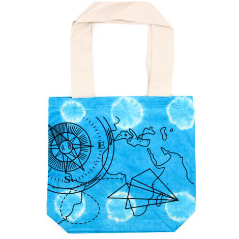Sac en Coton Tye-Dye (6oz) - 38x42x12cm - Boussole - Bleu - Anse Naturelle- Vendu par 1