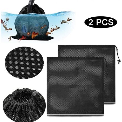 Sac en maille de pompe 2 pièces, sac filtrant de pompe en maille, sac de protection de pompe avec cordon de serrage pour filtre de piscine Bio (45X45 Cm)