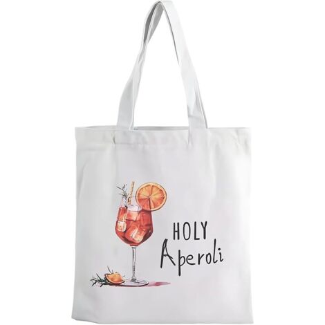 Sac en tissu imprimé, 40 x 35 cm, sac à provisions en tissu imprimé Holy Aperol, sac cadeau personnalisé, pour le shopping, les voyages, le camping