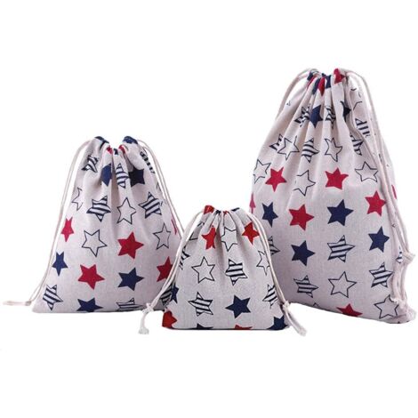 Sac en toile à cordon 3pcs (étoile)