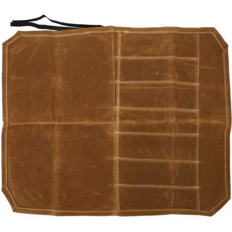 Sac en toile cirée pour couteaux 7 poches, roulable professionnel pour chef, idéal camping et barbecue couleur kaki