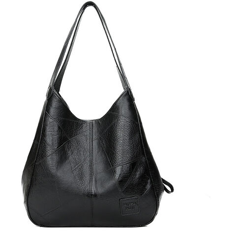 Sac femme 2019 nouveau sac a bandouliere en cuir souple tendance grande capacite sac de messager de mode sauvage sac a main coreen dames noir, modele: noir