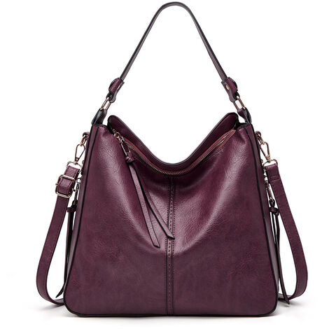 Sac femme mode rétro sac fourre-tout sac femme une épaule diagonale sac violet foncé
