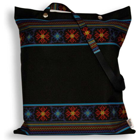 Sac folklorique au point de croix Krzczonowski, imprégné, noir