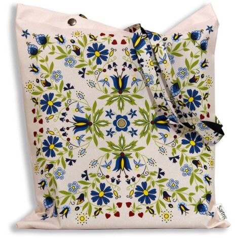 Sac folklorique cachoube aux tournesols, imprégné, beige