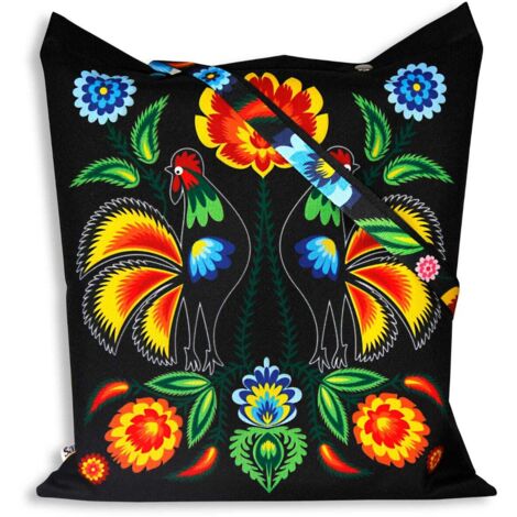 Sac folklorique de Łowicz, imprégné, robinets orange, encolure noire