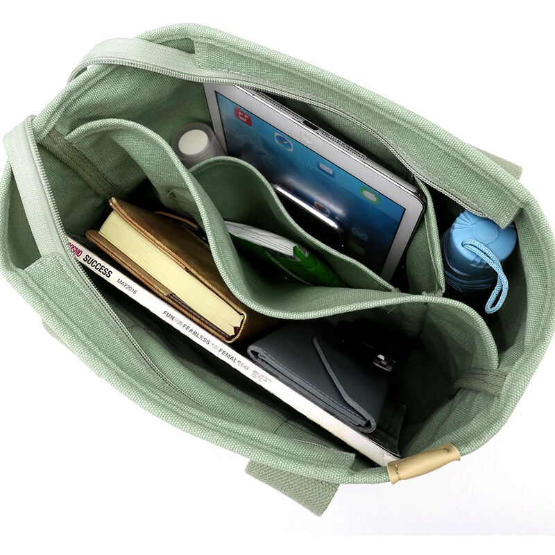 Sac fourre-tout avec plusieurs poches avec fermeture éclair, sac à main en toile fait main japonais avec compartiments