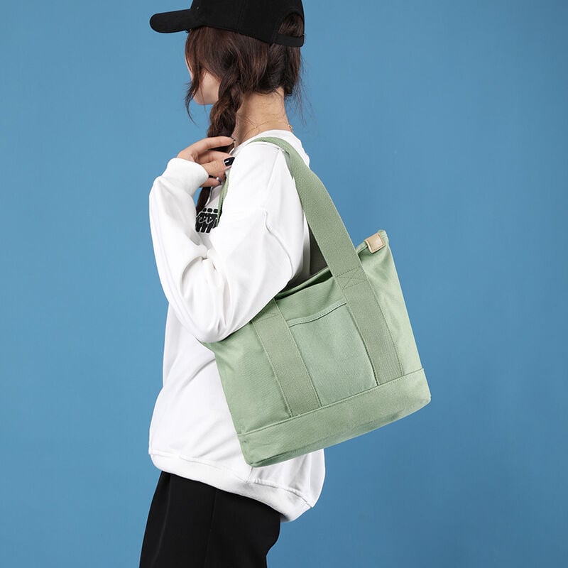 Sac fourre-tout avec plusieurs poches avec fermeture éclair, sac à main en toile fait main japonais avec compartiments