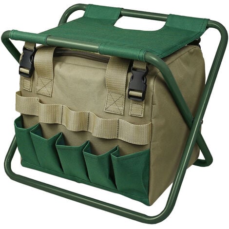 Sac fourre-tout de jardinage avec tabouret pliant sac de rangement d'outils à main trousse d'outils de jardinage organisateur sac de jardin pelouse 35*28*31cm