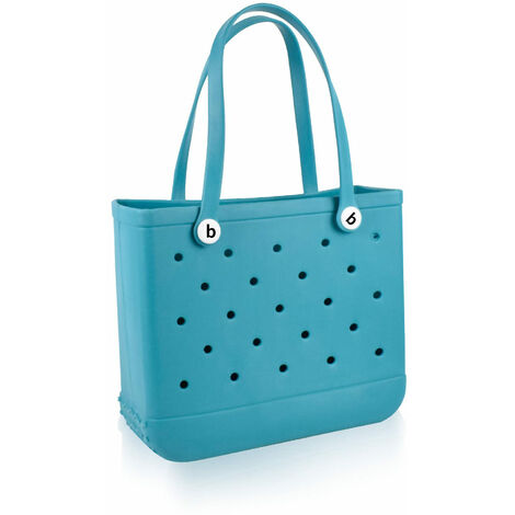 Sac fourre-tout de plage imperméable et lavable, sacs de voyage durables ouverts, petits sacs de voyage étanches pour la plage, le sport, le marché (15 x 13 x 5 po) (Bleu)