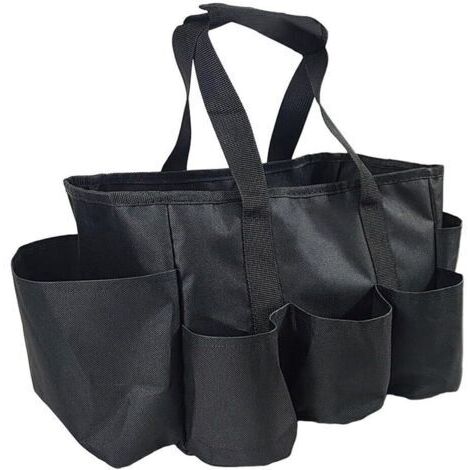 Sac fourre tout en tissu Oxford pour outils de jardinage avec poignée et sangle, panier de rangement robuste 600D pour le nettoyage, sac de rangement portable robuste avec plusieurs poches