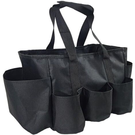 Sac fourre-tout en tissu Oxford pour outils de jardinage avec poignée et sangle, panier de rangement robuste 600D pour le nettoyage, sac de rangement portable robuste avec plusieurs poches