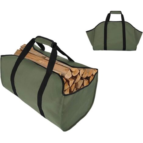 Sac fourre-Tout en Toile pour Bois de Chauffage, Extra Large, Durable, idéal pour Les cheminées, poêles à Bois, bûches, Camping, aménagement paysager (1pcs, Green)