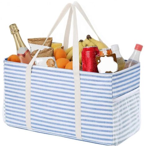Sac fourre-tout extra large, armature en fil de métal, bleu