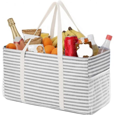 Sac fourre-tout extra large, armature en fil de métal, gris