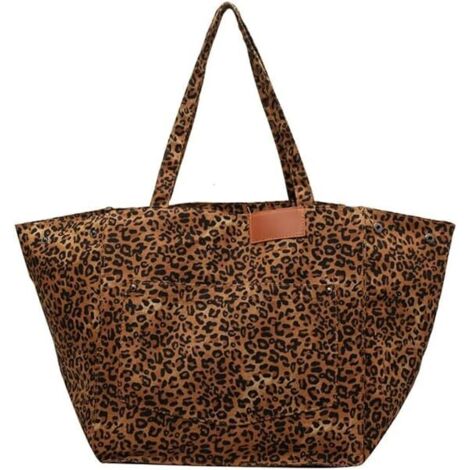 Sac fourre-tout motif léopard - Vintage - Grande capacité