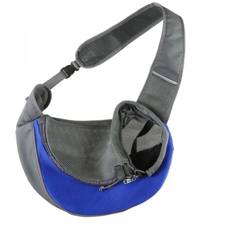 Sac fourre-tout pour chien, sac fourre-tout en maille respirante pour chiot et chat, bandoulière réglable avec cordon de serrage et pochette, sac fourre-tout à bandoulière réglable, taille S, indigo