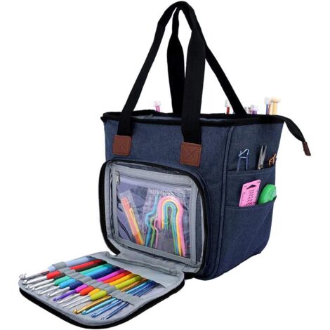 Sac fourre-tout tricoté (bleu)