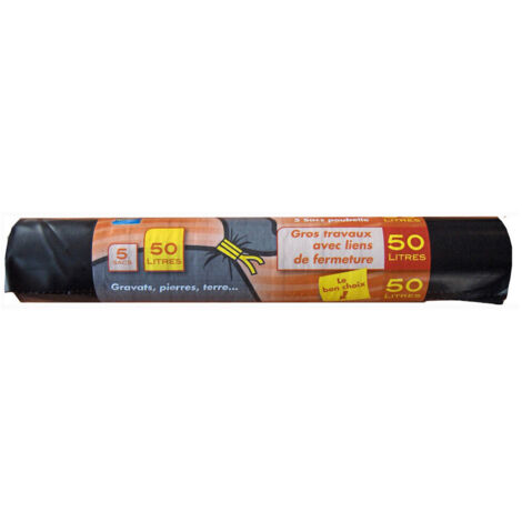 Sac Gravats 50lx5 Noir  100micr - Publi Embal