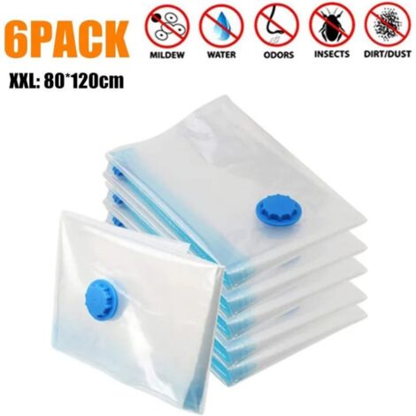 Sac Housse de Rangement sous Vide avec Pompe, Lot de 6 Sacs de Rangement sous Vide XXL - 80120cm - Couleur aléatoire - Bleu