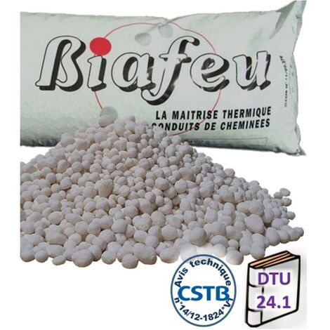 Sac isolant thermique et phonique 100 litres BIAFEU – Granulat rond 8-16mm – Densité 0,25 g/cm³ – Conductivité 0,07 W/mK – Inconnu