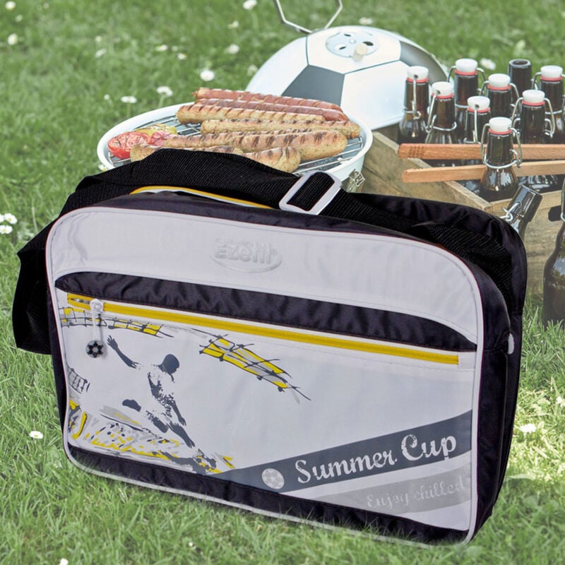 Harms - Sac isotherme, 12 litres, sac bandoulière, bleu, sac pique-nique, blanc, bandoulière réglable, zip étanche, polyester Peva, LxlxH 36x24x14 cm